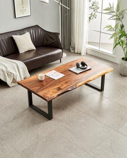 Live Edge South American Walnut Coffee Table - Modern Industrial Design