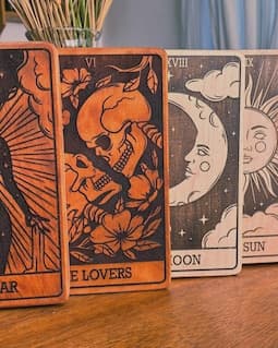 Tarot Card Bookend. Pair of two bookends. Dark Academia Fall Decor. Handmade Spiritual Home Decor for Witchy Library or Office