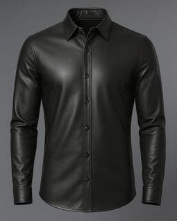 Handmade Black Sheepskin Leather Shirt - Custom Fit