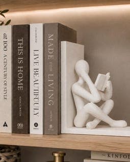 Reading Figure Bookend , Book Lover Decor, Neutral Home Decor, Modern Bookshelf Decor, Minimalist Shelf Decor, Modern Book Holder