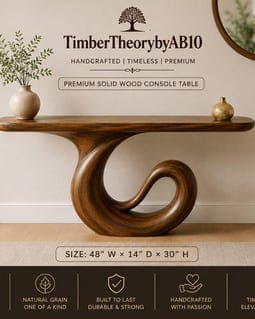 Handmade Modern Entryway Table | Organic S-Shape Design | Luxury Hallway Furniture