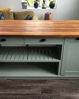 Kitchen Island, Custom Butcher Block Kitchen Island with Seating Option, Dining Table Storage, "Yorkie"