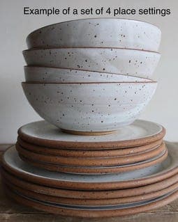Handmade Ceramic Dinnerware Set: Dinner Plate, Salad Plate, Cereal Bowl by KJ Pottery